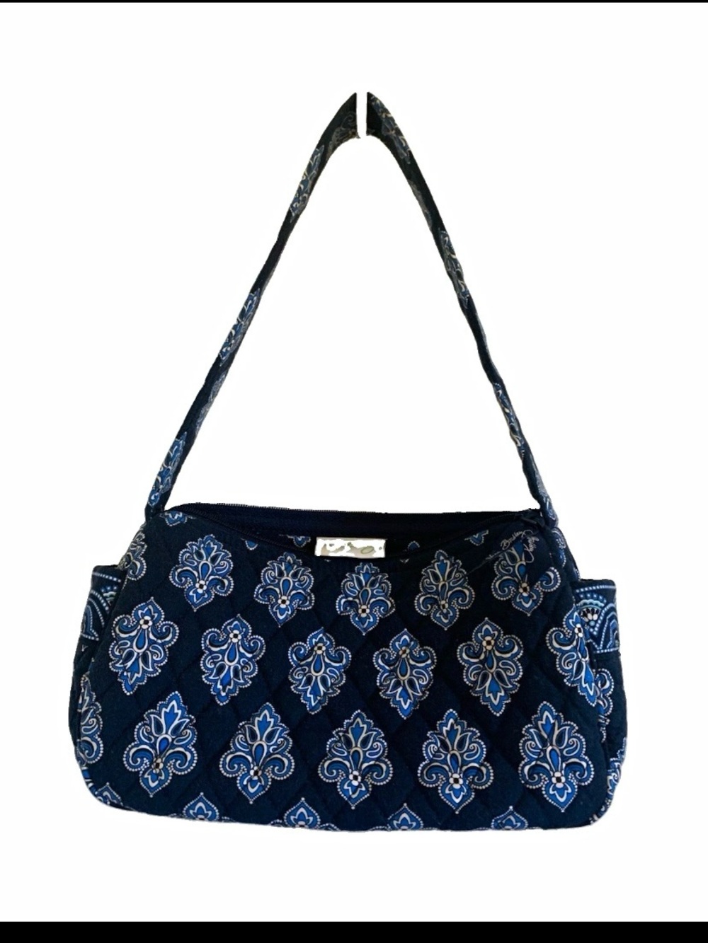 Vera Bradley Quilted Navy Blue Floral Pattern Shoulder Bag